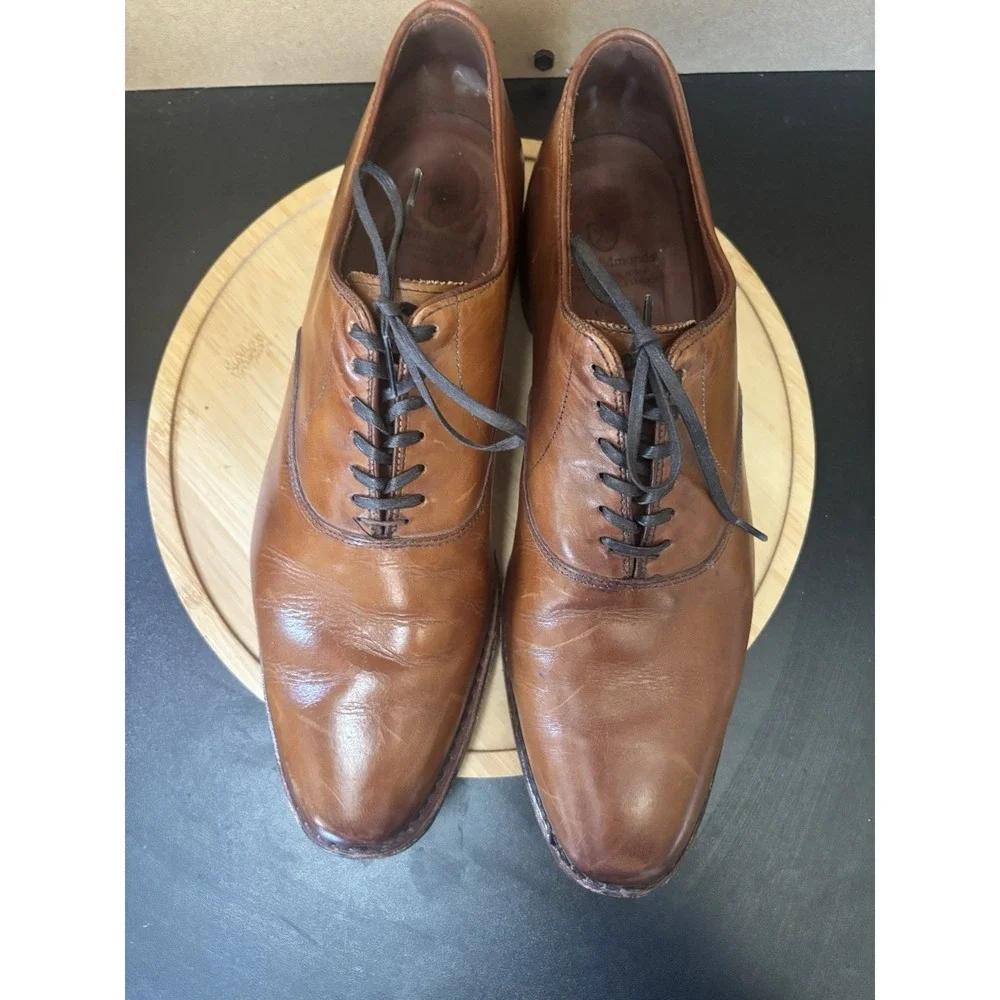 Allen Edmonds Shoes Mens Size 11.5 B Carlyle‎ Oxford Brown Tan Plain Toe Dress